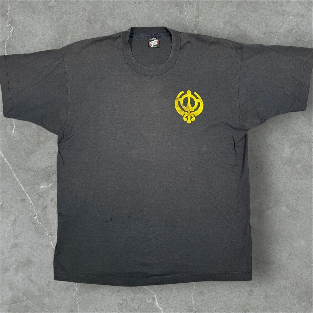 Vintage 80s Sikh Religion Logo Screen Stars Single Stitch Faded T Shirt - XL